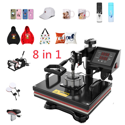 Adjustable Thermostat 8 in 1 Combo Heat Transfer Machine Sublimation Machine Heat Press for T-shirt/Mug/Hat/Plate Printing